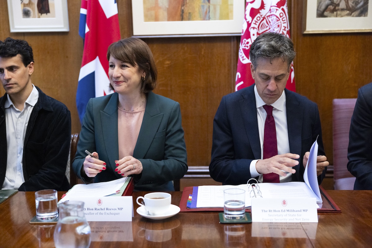 Chancellor Rachel Reeves, with Secretary of State for Energy Security and Net Zero Ed Miliband, holds a meeting with the National Wealth Fund Taskforce, at No 11 Downing Street in London, UK