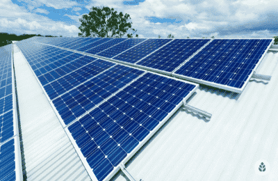 solar panels on a white metal roof