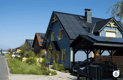 houses in a neighborhood with solar panels